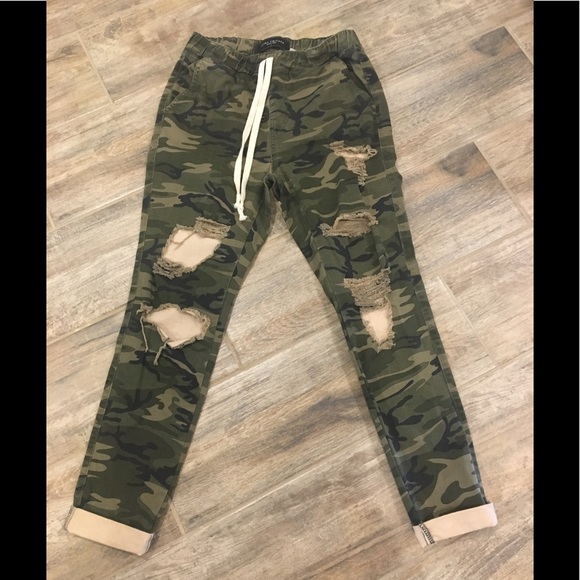 AKIRA Denim - Akira Distressed Camo Joggers